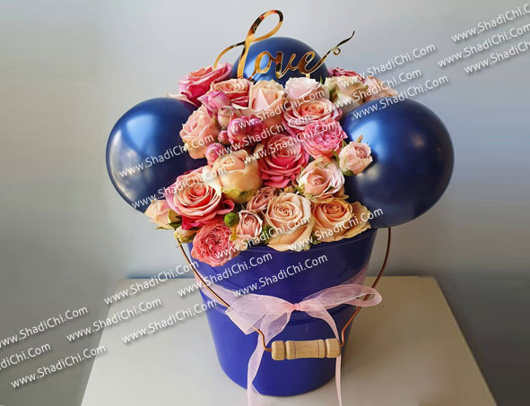 سطل گل تولد آبی 