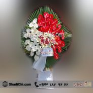 تصویر واقعی از تاج گل، گل های طبعی آنتریوم سفید و قرمز4005