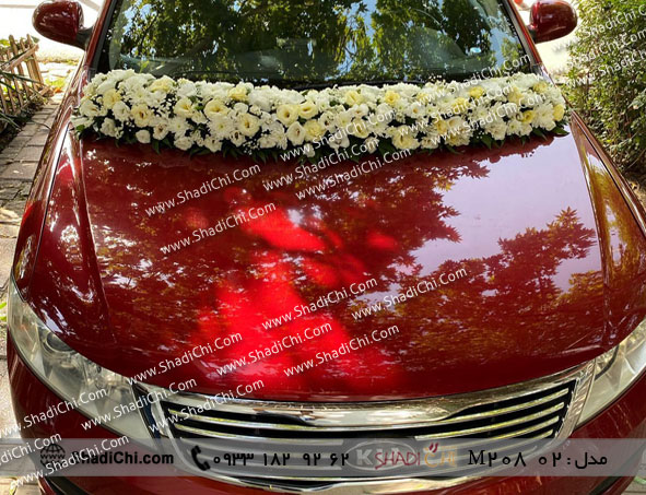 گل آرایی ماشین عروس قرمز
