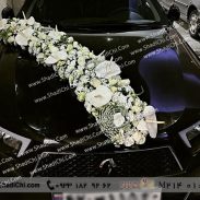 ماشین عروس با گل سفید