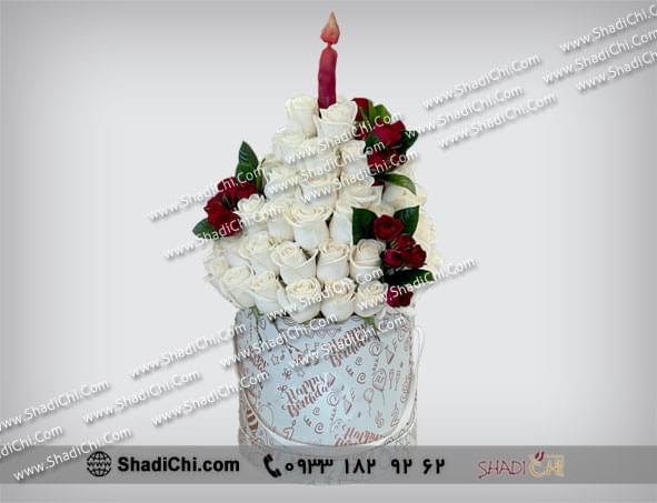 باکس گل تولد سفید و صورتی
